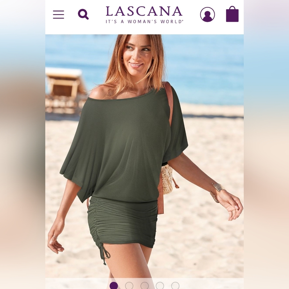 Dress XXL Lascana Rouched Olive Green